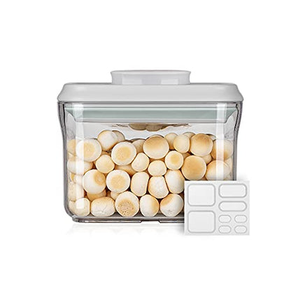 Airtight Food Storage Container - 0.32 QT （380ml Small Pop Up Food Containers With Lids, Bpa Free Stackable Container for Sugar Tea Candy- 8 Labels - Clear - color: 0.32 QT