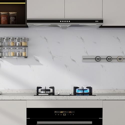 Glossy Marble Contact Paper Peel and Stick Wallpaper 17.7"x197" White | Removable Waterproof Vinyl Wall Paper for Countertops Kitchen Cabinets Backsplash Furniture - color: White, size: 17.7"W x 197"L