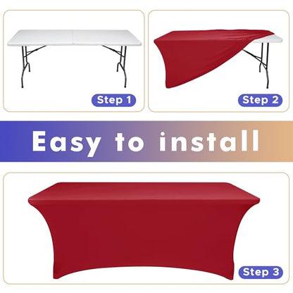 Nasitos 2 Pack Tablecloth Fitted Spandex 4 ft Table Cloth-Open Back Red Table Covers Fabric Washable and Wrinkle-Free Fabric Tablecloths for Party, Wedding, Birthday, Buffet, Events - color: Red, size: 4FT