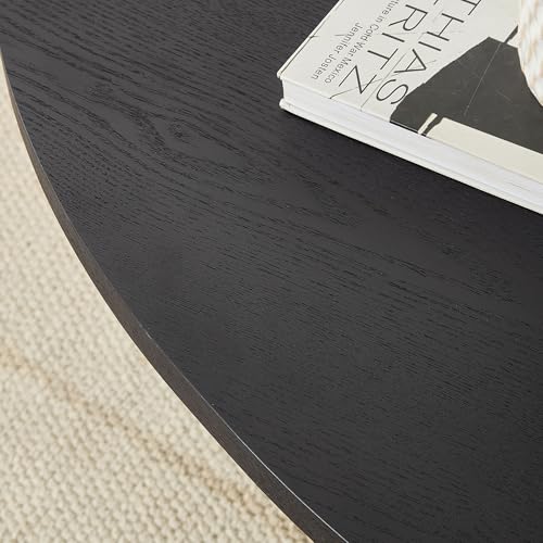 Modern Nesting Coffee Tables Set, 2-Piece Irregular Circle Wood Center Tables Unique End Side Table for Living Room Office, Fluted Legs Easy Assembly - Black - color: 49.41"&28.35-black