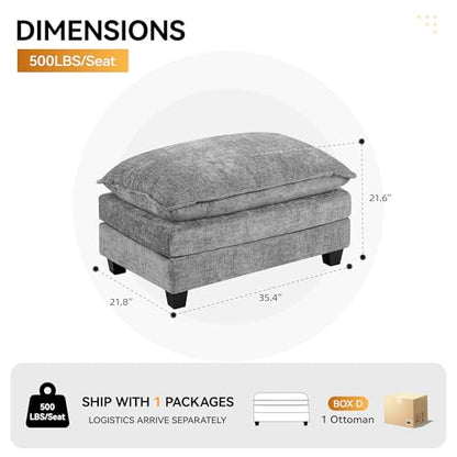 35‘’ Modern Chenille Cloud Sofa Ottoman,Rectangle Ottoman for Modular Sectional Sofa, Grey - color: Grey, size: 35'' Ottoman