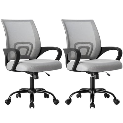 OLIXIS Ergonomic Office Chair 2 Pack, Home Desk Mesh Chairs, Lumbar Support | Height Adjustable, Fixed Armrest, Rocking Mode, 360 Swivel, 2 Pack Home, Grey - color: Grey, size: 2