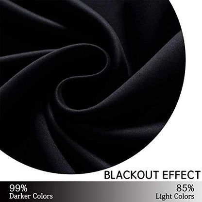 Yakamok Blackout Curtains 38x84 inch Black Thermal Drapes-Bedroom | 2 panels,room darkening,thermal insulated,noise reducing,privacy protection,grommet window treatment,living room study dining - color: Black, size: 38"W x 84"L (Pack of 2)