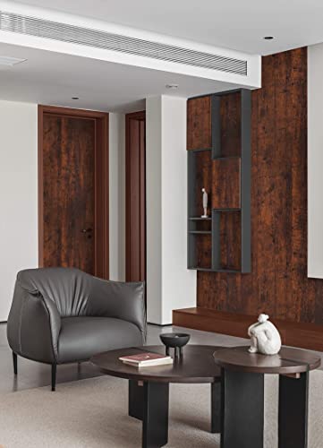 Wallpaper 118"x17.7" Wood Peel and Stick Wallpaper Thicken Red Brown Wood Contact Paper Brown Red Dark Wood Wall Paper Plank Removable Rustic Grain Self Adhesive Desk Table Vinyl Roll - color: Red Brown, size: 17.7" x 118"