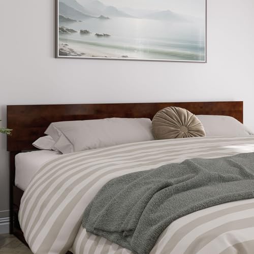 AFI, Orlando King Adjustable Modern Solid Wood Panel Headboard, Walnut - color: Walnut, size: King (U.S. Standard)
