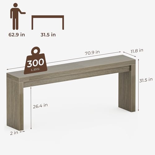 Extra Long Console Table for Entryway, 70.9-Inch Farmhouse Wood Behind Couch Table, Modern Entryway Rectangular Console Table for Entrance, Living Room, Hallway, Foyer (Grey) - color: Grey