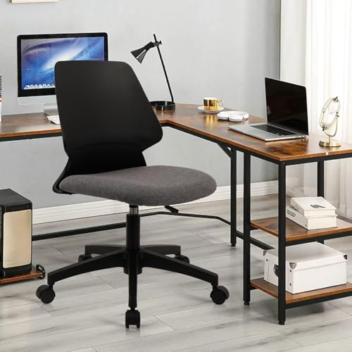 CLATINA Armless Home Office Chair, Desk Chair with Wheels, Adjustable Height Reading Chairs, Small Swivel Computer Chair, Comfy Upholstered Task Chair for Office Meeting, Black(4 Pack) - color: Black-rubor, size: 4 Pack