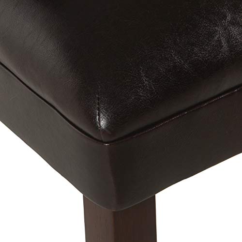HomePop Parsons Upholstered Accent Dining Chair, Set of 2, Dark Brown Faux Leather - color: Dark Brown Faux, style: Pack of 2