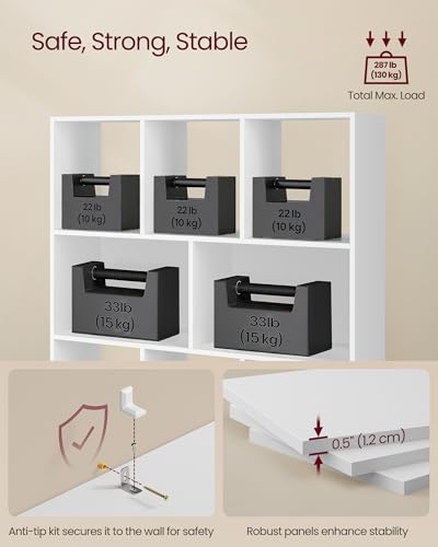 VASAGLE Bookcase Open Storage Shelf, 9.4 x 35.4 x 39.4 Inches | Bookshelf 3-tier book shelf, Cloud White, CUSTOS Collection, ULBC455W01 - color: Cloud White, size: 8 Cubes (9.4"D x 39.4"H), style: 1 Pack