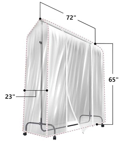 Sorbus Cover for Garment Rack - 6 Ft Transparent Clothes Rack Cover, Garment Coat Hanger Protector Dustproof Waterproof Clothing Storage Cover for Dresses, Suits, Coats, and more (Rack Not Included) - size: 1 Pack
