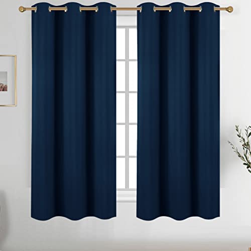 Diraysid Navy Blue Grommet Blackout Curtains for Bedroom Thermal Insulated Room Darkening Curtains Drapes, 42 x 72 inch, 2 Panels - color: Navy Blue, size: 42"W x 72"L (Pack of 2)