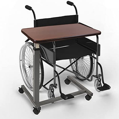 Vaunn Medical Cart Adjustable Overbed Table with Wheels – Rolling Bedside Table for Hospital, Portable Standing Cart & Laptop Desk for Bed, Couch, Wheelchair - color: Walnut Brown
