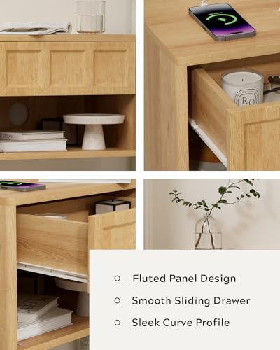 Farmhouse Floating nightstands Set of 2, Small Wall Mounted Storage Cabinet with Open Shelf, Wood Bedside End Table for Bedroom, Living Room, Natural Oak - size: 2 PCS