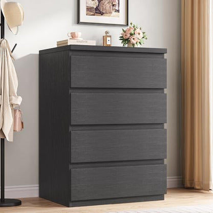 Jocoevol 4 Drawer Dresser for Bedroom, Black Dresser Chest of Drawers - Large Wood Dressers TV Stand with Deep Drawers Dressers for Living Room, Hallway, Entryway - Black - color: Black