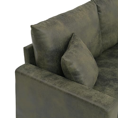 Loveseat Sofa, 69" Modern Upholstered 2-Seater Couch with 2 Throw Pillows, Deep Seat Thick Cushions, Wide Arms & High Density Foam, Small Couch for Bedroom Apartment (Olive Green, Foam) - color: Olive Green