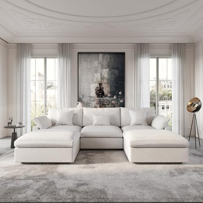 Cloud Couch Modular Sectional Sofa,119.29" U Shaped Couch, Oversized Down Filled Convertible Wide Seater,3 Seater with 2 Ottomans for Living Room Set, Covers Washable&, White - color: White, size: 3 Seat &2 Ottoman