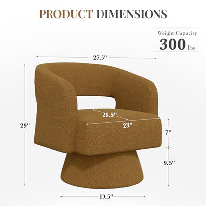 Luxanimarion Swivel Barrel Accent Chair,Oversized Teddy Upholstered Round Swivel Chair,Modern Luxury 360 Degree Living Room Vanity Chair for Bedroom Office,Brown,1PCS - color: Brown-teddy Fabric, size: Set of 1