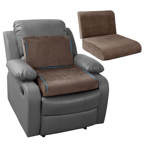 HOMBYS Recliner Seat Cushion with Lumbar Supportive Pillow Extra Large Non-Slip Seat Cushion with Back Support Cushions,Cruve Edge Design for Relief Thighs Pressure, Brown - color: Brown