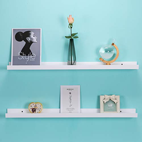 AZSKY 48 Inch Picture Ledge Shelf Floating Shelves Wall Mounted Set of 2 White - color: White, size: 48in set 2