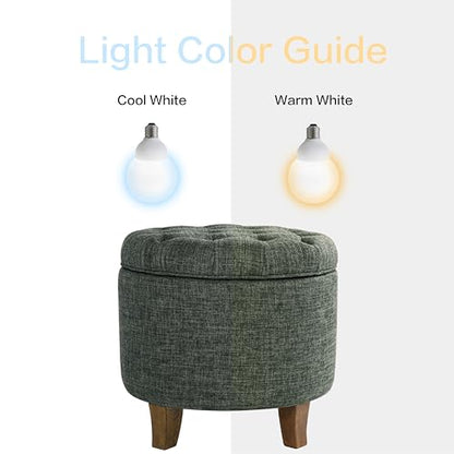 HomePop 19" Button Tufted Round Storage Ottoman - Green Clover Fabric - color: Green Clover Fabric
