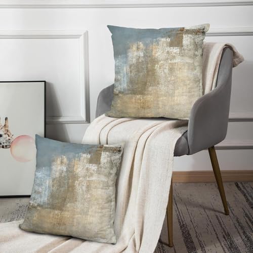 Throw Pillow Covers for Couch, 16x16 Inch, Set of 2, Beige Grey | Decorative Throw Pillow Covers Cushion Covers for Couch Bedroom Sofa Living Room - color: Grey and Beige, size: 16" x 16" (Pack of 2)