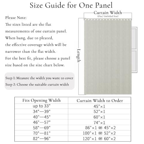 Full Blackout Memory Trained Pleated Curtains with Magnetic Closure, Pinch Pleated Curtain for Living Room Bedroom, 1 Panel, W45 x L72, Natural - color: Natural, size: 45"W x 72"L (Pack of 1)