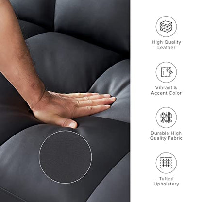 mopio 76.4" Futon Sofa Bed Tufted Styled, Sleeper Couch (Midnight Black PU) | Easy-clean surface reclines flat for visitors; a space-smart mid-century silhouette works anywhere. - color: Aaron Pu, Midnight Black