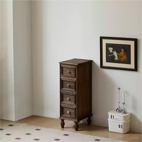 Narrow Bedside Table Tall Skinny Vertical Chest of Drawers Wood Storage Cabinet Small Nightstand Side Table for Living Room Long Lasting - color: Grey, size: 84 cm