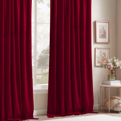 Red Curtains for Bedroom Soft Velvet Drapes, W42 x L90, 2 Panels | 300GSM Rich Velvet, Christmas Holiday Gifts, Thermal Insulated, Privacy Protect, Noise Reducing, Theater Backdrops, Hallway - color: *Autumn Series - Red, size: 42"W x 90"L (Pack of 2)