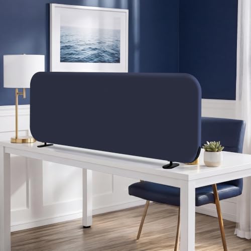 DECOLAB Desk Divider, Portable Table Privacy Panel 48"x18", Cobalt | Freestanding Desk Shield. For Office, Student, Classroom, Work from Home. No Drill. - color: Cobalt