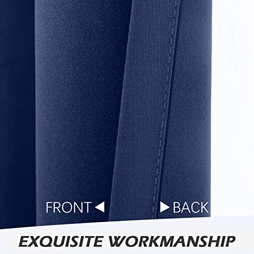 MYSKY HOME Navy Blue Blackout Curtains, 90 Inch Long for Living Room & Bedroom, Grommet Window Curtains, Privacy Protect, Room Darkening, Single Panel, 52 x 90 Inch - color: Navy, size: 52"W x 90"L (Pack of 1)