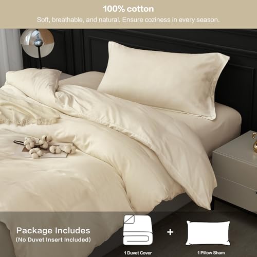 SAPHREAS 100% Washed Cotton Duvet Cover Twin Size Set, Linen Like Comforter Cover with Zipper Closure & Corner Ties (No Comforter), 68x90 Cream - color: Cream (Washed Cotton), size: Twin (68"x90")