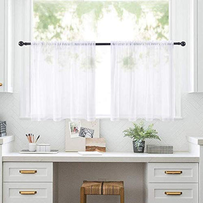 MIULEE 2 Panels Kitchen Tiers Half Window Sheer Curtains 29 X 40 Inch White | Half Window Sheer Curtains, Rod Pocket, Voile Drapes, Kitchen, Bathroom, Small Windows, Tiers - color: White, size: 29"W x 40"L (Pack of 2)