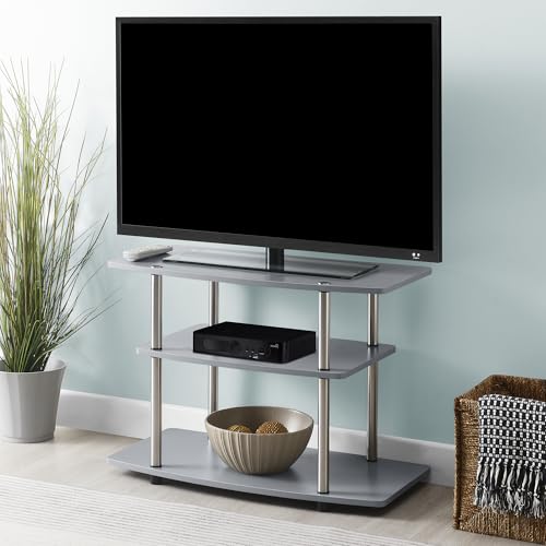 Convenience Concepts Designs2Go No Tools 3-Tier TV Stand 31.5" - Entertainment Center for TVs up to 37 Inches, Modern TV Console with Shelves for Living Room, Family Room, Gray - color: Grey