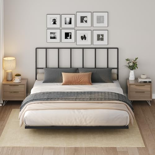 MAHANCRIS Headboard Queen Size, Metal Headboards with Universal Adapters, Adjustable Height, Modern Head Board Queen Size Only for Bedroom, Black - size: Queen