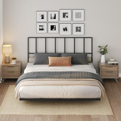 MAHANCRIS Headboard Queen Size, Metal Headboards with Universal Adapters, Adjustable Height, Modern Head Board Queen Size Only for Bedroom, Black - size: Queen