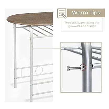 VINGLI 3 Piece Dining Set,Small Kitchen Table Set for 2,Breakfast Table Set,Kitchen Wooden Table and 2 Chairs for Small Space/Dining Room/Apartment,Metal Frame,Wine Rack,White&Warm Oak - color: Warm Oak