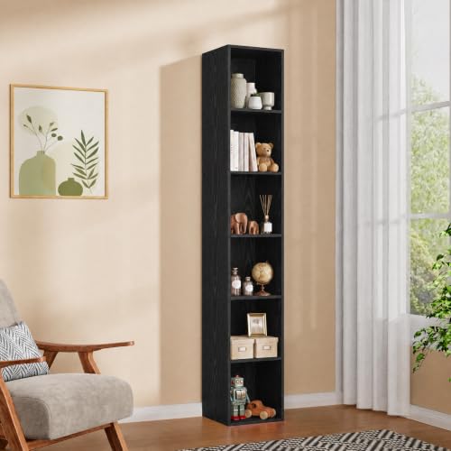6 Cube Black Book Shelf, Tall Bookcase for Bedroom Home Office Living Room - color: Black, size: 6 Cube