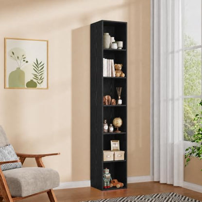 6 Cube Black Book Shelf, Tall Bookcase for Bedroom Home Office Living Room - color: Black, size: 6 Cube