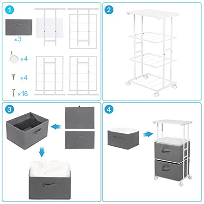 MAX Houser Dresser Tower with 3 Drawers,Fabric Dresser Drawer Organizer Unit,Dresser Chest with Wood Top,Vertical Storage Dresser,Small Dresser for Bedroom,Office-Dark Grey - color: Grey6