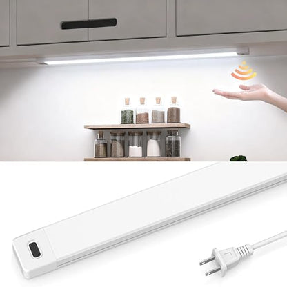 MYPLUS 16 Inch Under Cabinet Lights with Hand Wave, Under Counter Lighting 5000K Cold White,Dimmable,Plug and Play,LED Lights for Kitchen Cabinet, Cupboard, Closet, Desk - color: 5000K-Cold White, size: 16inch-1Pack