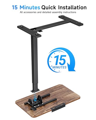 BIZUM Mobile Standing Desk Laptop Desk Pneumatic with Wheels 180° Tilt Top Hospital Bed Table Portable Rolling Cart Foldable Bedside Table for Hospital&Home Use, Walnut - color: Walnut