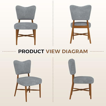 Dining Chairs Set of 6, Linen Upholstered, Solid Wood Legs, Gray | Mid Century Farmhouse, Cross-Brace Reinforced, Padded Cushion, Easy 15-Min Assembly, Kitchen Dining Room - color: Grey, size: Set of 6