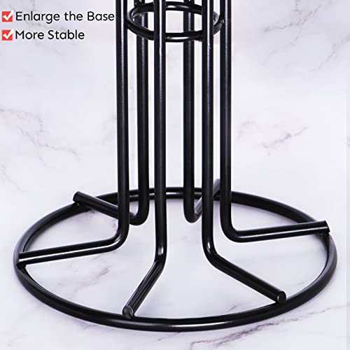 HULISEN Mug Tree for Large Cups, 6 Hook Countertop Coffee Mug Holder, Black | Cup Rack for Counter, Stable Wide Base, Metal Stand for Kitchen Coffee Bar Display, Space-Saving, No Assembly Required - color: Black