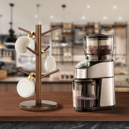 MyLifeUNIT Mug Holder Tree, Coffee Cup Holder with 6 Hooks (Brown) | Anti-slip padded bottom, space-saving compact design, easy air drying, sturdy tip-resistant structure - color: Brown