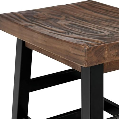 Alaterre Furniture Pomona Rustic Industrial Barstool – 20” Backless Counter Stool with Solid Pine Wood Seat and Black Metal Legs – Farmhouse Seating for Dining Room, Kitchen, or Office (Natural/Black) - style: Metal Frame Barstool