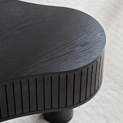 JUSTONE Wood Coffee Table - 42.52" Mid Century Modern Wooden Coffee Tables for Living Room, Accent Center Table Side Table with Solid Wood Leg Center Table for Apartment (Black) - color: 42.52'' - Black