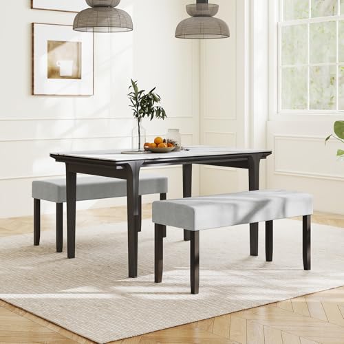 Giantex 40.5" Upholstered Entryway Bench with Padded Seat & Solid Rubber Wood Legs, Load 400Lbs, Indoor Velvet Dining Bench for Living Room, Kitchen, End of Bed, Hallway