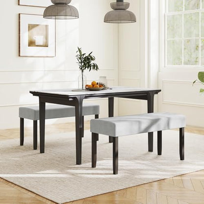 Giantex 40.5" Upholstered Entryway Bench with Padded Seat & Solid Rubber Wood Legs, Load 400Lbs, Indoor Velvet Dining Bench for Living Room, Kitchen, End of Bed, Hallway