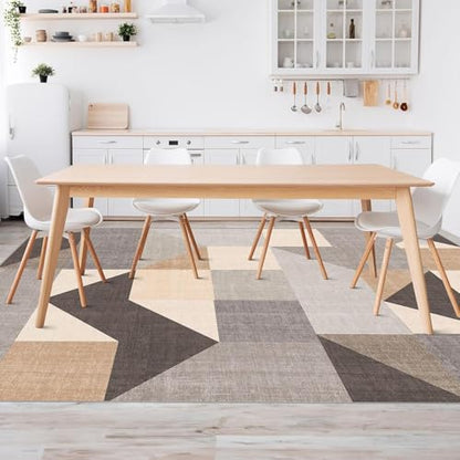 HOMFINE Washable Area Rug - Geometry Style Modern Rugs for Living Room, Bedroom, Machine Washable Rug Soft Non Slip Non Shedding Area Rug - Grey Brown, 10'x14' - color: Grey/Brown, size: 10' x 14' (Rectangular)
